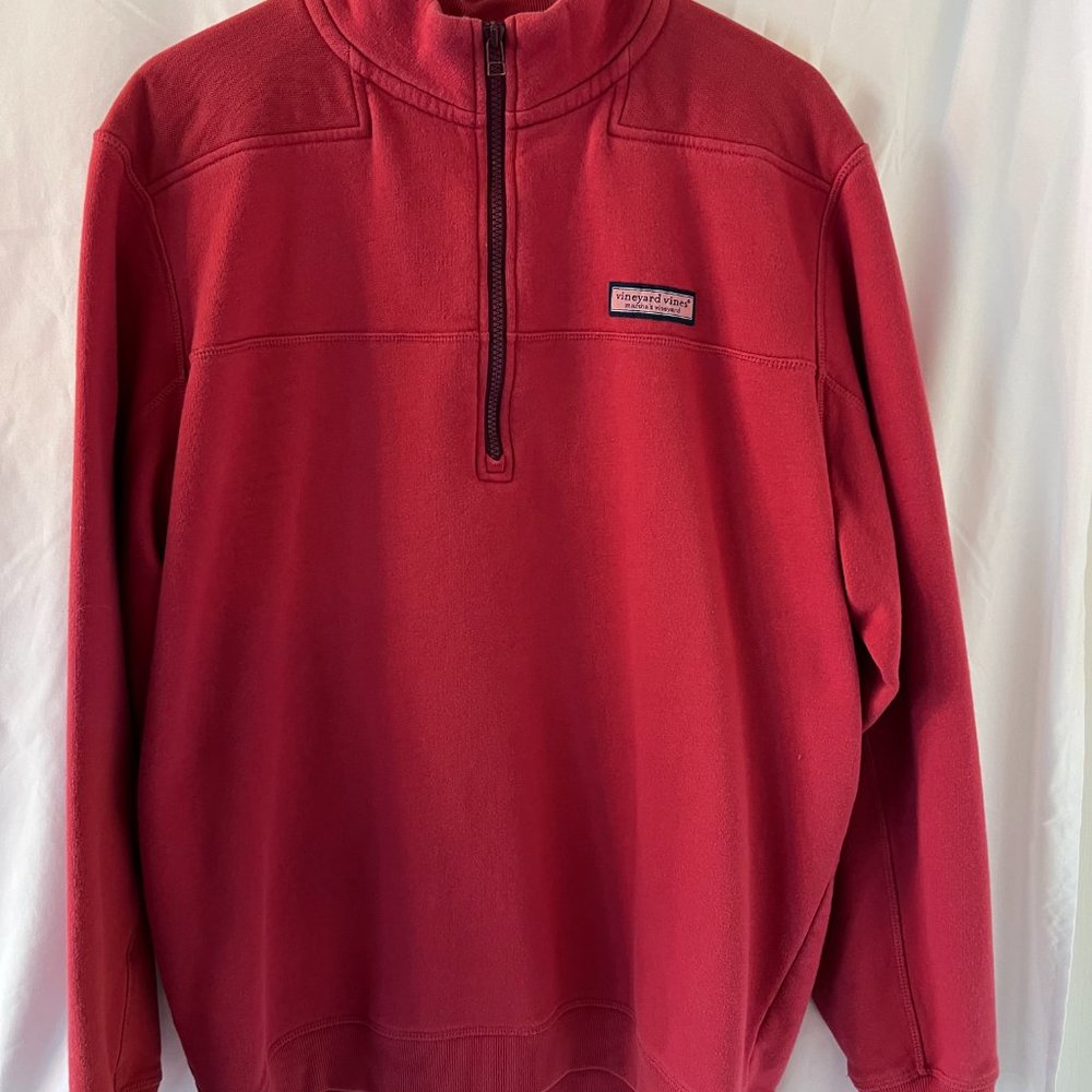 Vineyard Vines Pull Over Size Large Red Collar Quarter Zip